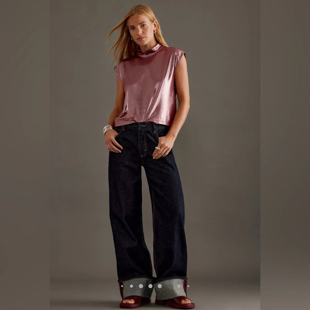 By Anthropologie Cowl-Neck Liquid Shine Top - Size XS - Picture 4 of 12